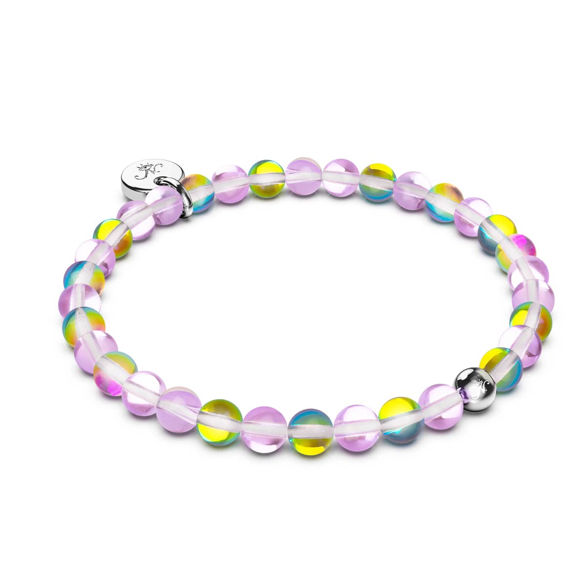 Purple Rain | Silver | Galaxy Glass Bead Bracelet